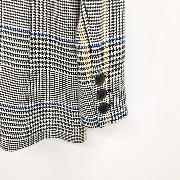 ANINE BING Madeleine Black White Yellow Houndstooth Double Breasted Blazer - Picture 8 of 13